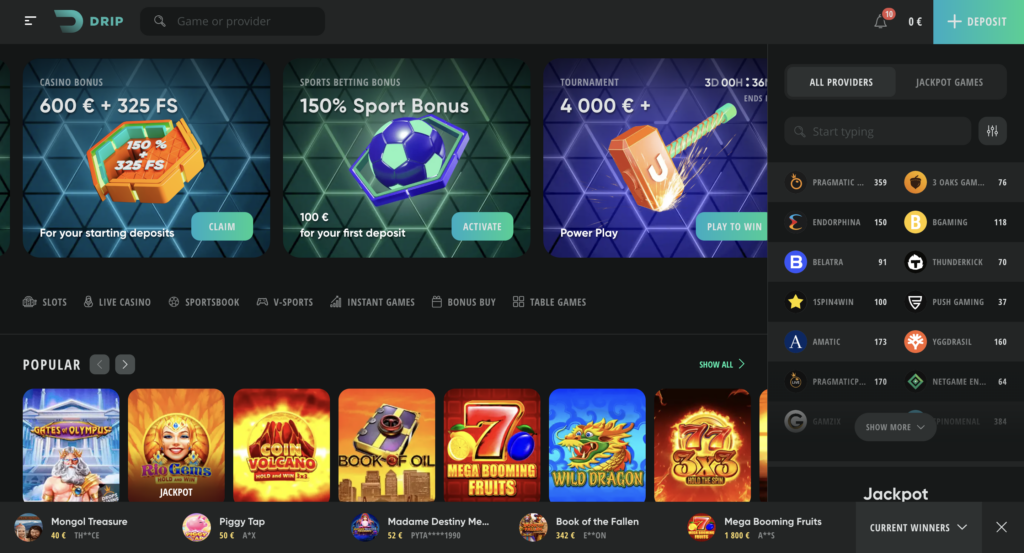 Drip Casino Testbericht 2025 – Ihre Anlaufstelle für Online-Glücksspiel