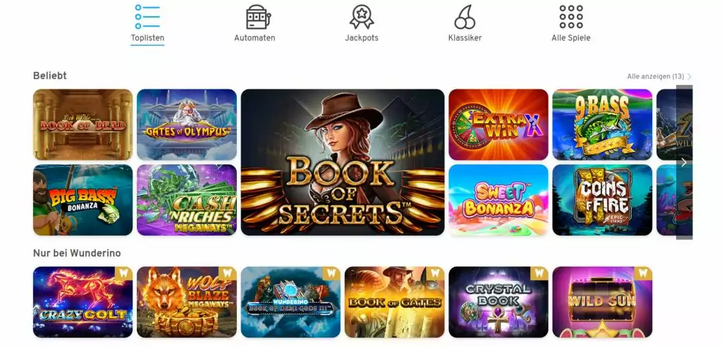 Wunderino Casino Testbericht 2025 - Sicheres Spielvergnügen mit tollen Boni